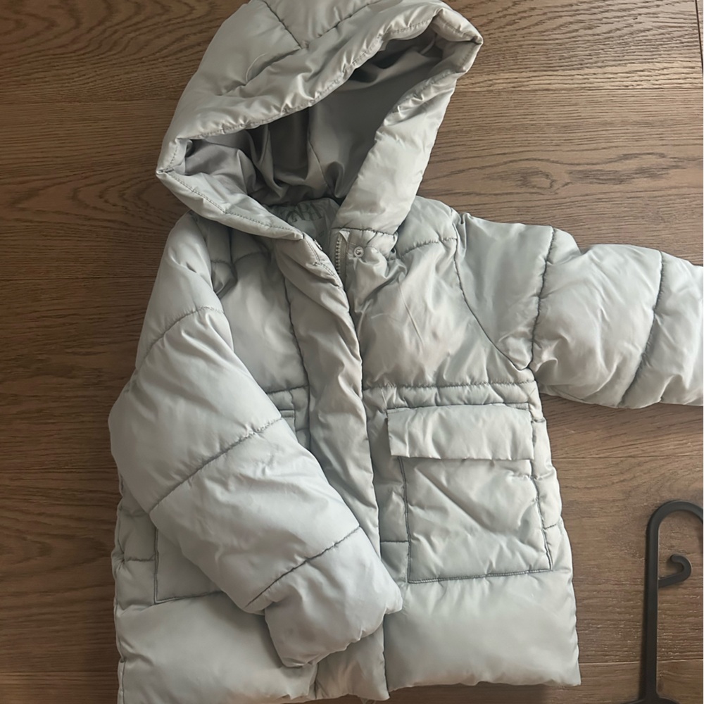 Zara Kids Metallic Gray Puffer Jacket